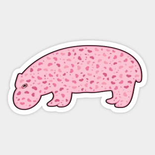 Relaxed hippo with lovely hearts pattern art Sticker